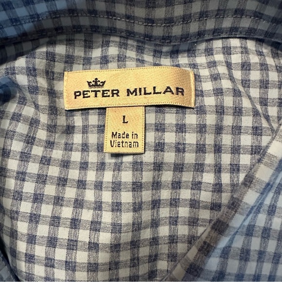 Peter Millar Shirt Mens L Long Sleeve Button Up Plaid  Polyester (c6 - Picture 9 of 13